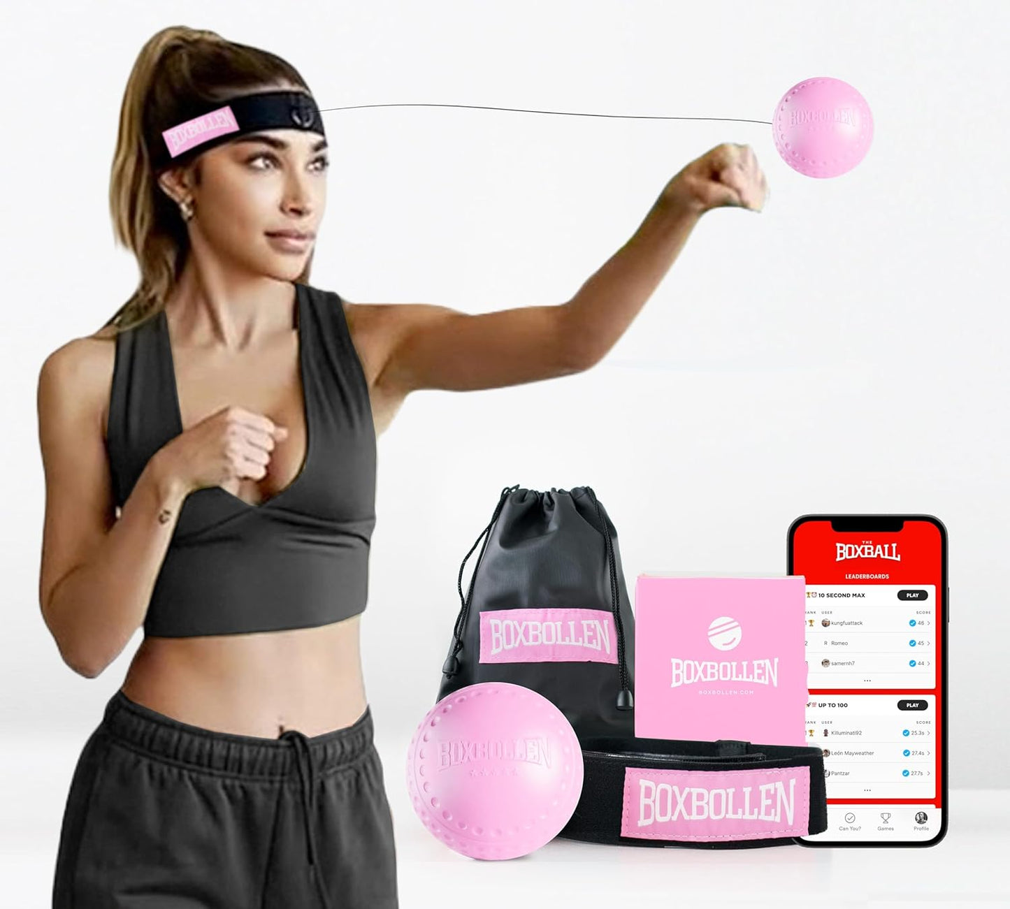 "Knockout Pro Reflex Ball - Celebrity-Approved MMA Boxing Gear with Interactive App & Adjustable Strap"